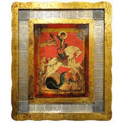 Icono san Jorge pintado sobre madera
