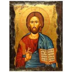 Icono pantocrtor pintado sobre madera