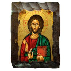 Icono pantocrtor pintado sobre madera