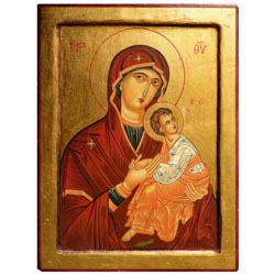 Icono virgen perpetuo socorro pintado sobre m...