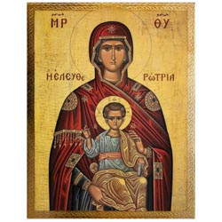 Icono virgen con nio lmina sobre madera