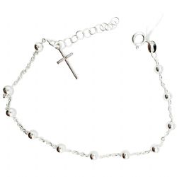 Pulsera denario de plata bolas 4 mm - 20 cm