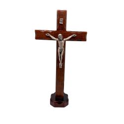 Cruz madera cristo bao plata