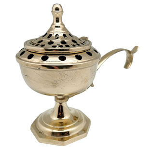 Sahumador de 16 cm en latn dorado con base o...