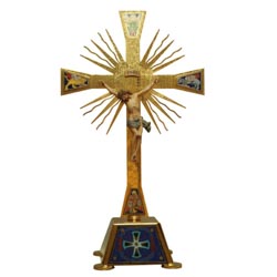 Cruz de altar latn y esmalte