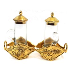 Vinajeras para celebracin en metal dorado - ...