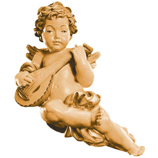Angel volante con guitarra, escultura tallada...