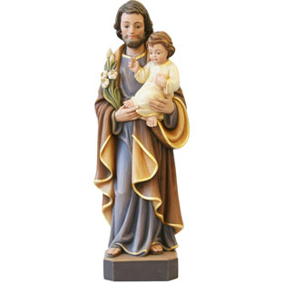 Imagen de San Jos con lirio en talla de made...