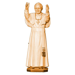 Imagen del Papa Juan Pablo II en talla de mad...