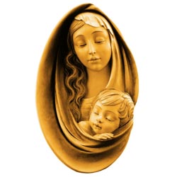 Virgen con Nio en relieve - Escultura tallad...