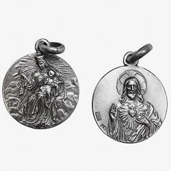 Medalla escapulario Virgen del Carmen y Sagrado...