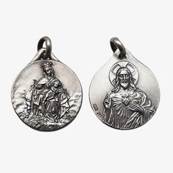 Medalla escapulario Virgen del Carmen y Sagra...