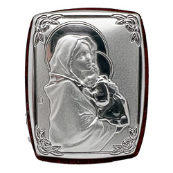 Icono Madonina en plata de ley sobre madera  ...