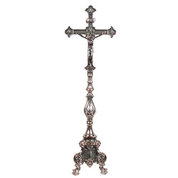 Cristo de mesa metal plateado 50 x 16 cm