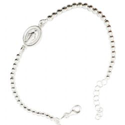 Pulsera de plata con bolitas 3 mm - Medalla M...
