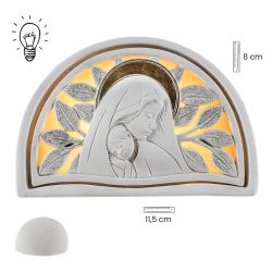 Virgen con nio 8 cm con luz