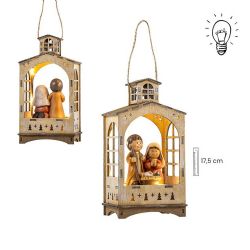 Misterio en farol madera 18 cm luz