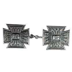 Broche de capa en metal cincelado - 6 x 5 cm