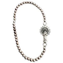 Pulsera elástica de plata con bolas y Virgen ... Pulsera elástica de plata con bolas y Virgen ...