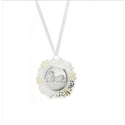 Medallón metal ángeles blanco 8 cm Medallón metal ángeles blanco 8 cm