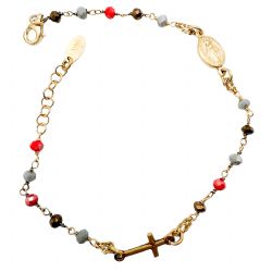 Pulsera denario de plata tonos marr�n, naranj...