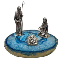 Misterio en piedra �gata con figuras en plata...