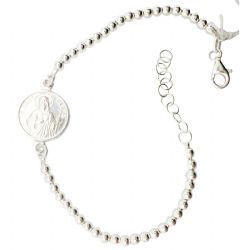 Pulsera de plata de ley bolas 3 mm con medall...