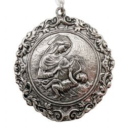 MEDALLA CUNA PLATA NI�O EN LAS PAJAS