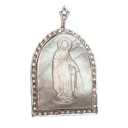 Medalla Virgen Milagrosa en n�car y oro blanc...