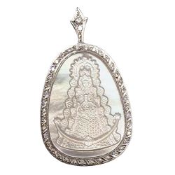 Medalla Virgen del Roc�o en n�car y oro blanc...