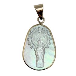 Medalla Virgen del Pilar en n�car y oro 18 kt...