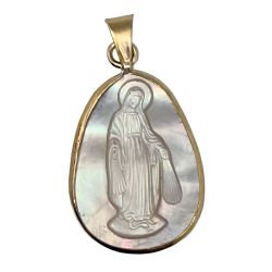 Medalla Virgen Milagrosa en n�car y oro 18 kt...