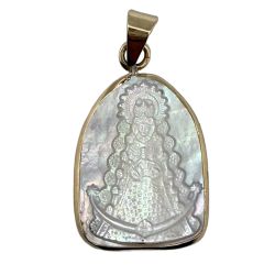 Medalla Virgen del Roc�o en n�car y oro 18 kt...