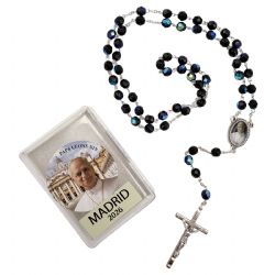 Rosario facetado negro 7 mm Papa Le�n - Prese...