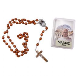 Rosario de madera ovalada Papa Le�n XIV - Cue...