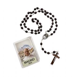 Rosario de madera ovalada oscuro Papa Le�n XI...