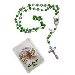 Rosario de cristal facetado verde Papa Le�n X...