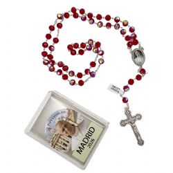 Rosario de cristal facetado rojo Papa Le�n XI...