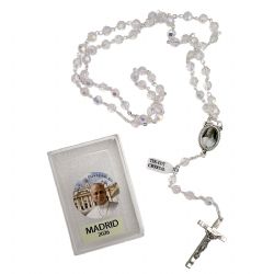 Rosario de cristal facetado transl�cido Papa Le...