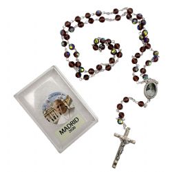 Rosario de cristal facetado violeta Papa Le�n...