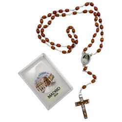 Rosario de madera ovalada natural Papa Le�n X...