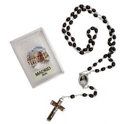 Rosario de madera ovalada oscura Papa Le�n XI...