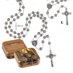 Rosario de San Benito en metal con estuche - 62 cm