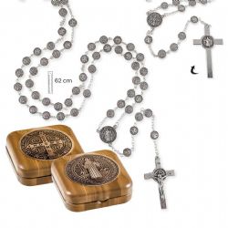 Rosario de medallas de San Benito en metal - 62 cm