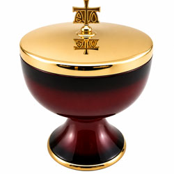 Cop�n esmalte rojo con ba�o de oro