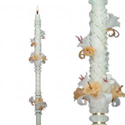 Cirio decorado con flores - 60 cm - Color a e...