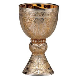 Majestuoso cliz litrgico de diseo medieval...